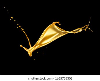 Golden Paint Splash On Black Background