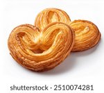 Golden Palmier Puff Pastry Cookies Against a Clean White Backdrop