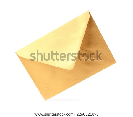 Golden paper envelope on white background
