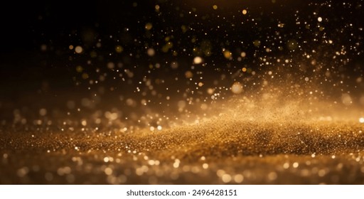 Golden particles against dark background with copy space - Powered by Shutterstock