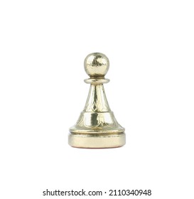 Golden Pawn Isolated On White. Chess Piece