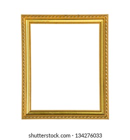 Golden Photo Frame Isolated On White Background