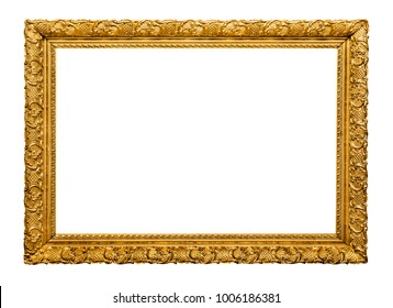 Golden picture frame isolated