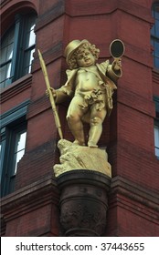 A Golden Puck Statuette By Henry Baerer Decorating The Puck Building On Lower Manhattan