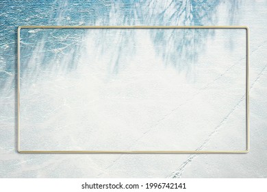 Golden Rectangle Frame On A Leafy Shadow Background