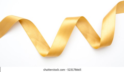 Golden Ribbon Border Isolated On White Background