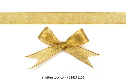 golden ribbon isolated on white - Shutterstock ID 114271105