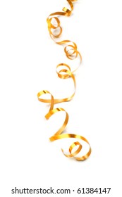 Golden Ribbon, On White Background.