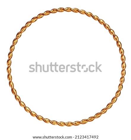 Golden ring or bracelet isolated on white background. Gold jewelry concept