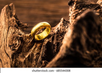 Golden ring on Terrified,exciting background - Shutterstock ID 685544308