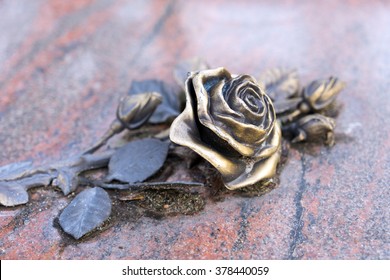 Golden Rose On A Grave Stone / Rose