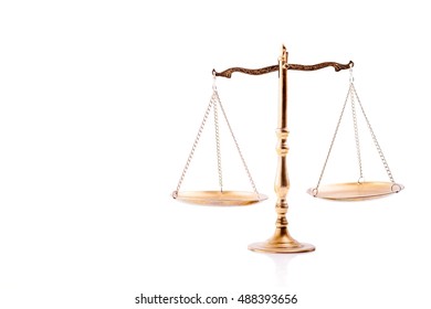 Golden Scales Justice Isolated On White Stock Photo 488393656 ...