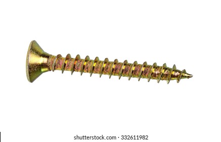 Golden Screw Isolated On White Background Stock Photo 332611982 ...