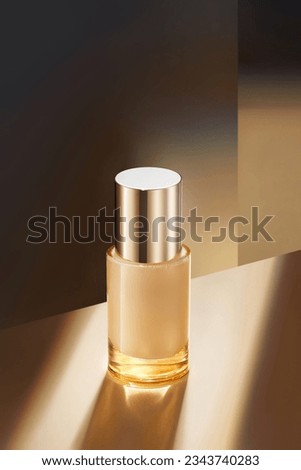 Golden semi transparent skin care product essence with bright backlight