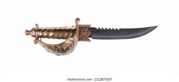 golden short sword isolated on white background