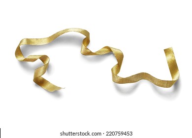 Golden Silk Ribbon Isolated Over White