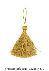 Golden silk tassel isolated on white background for creating graphic concepts