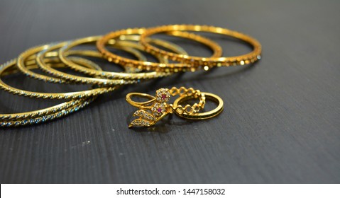 Golden Simple Bangles And Rings