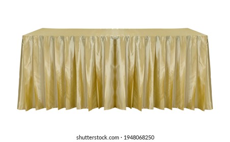 Golden Skirt Table Isolated On White Background With Clipping