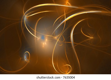 Golden space streaks - abstract digital illustration