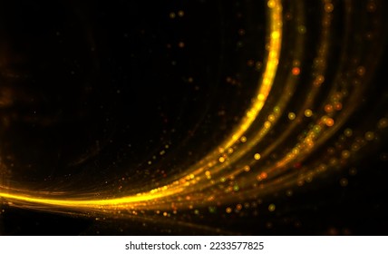 golden sparkle trail dust in swirl wave style design - Shutterstock ID 2233577825