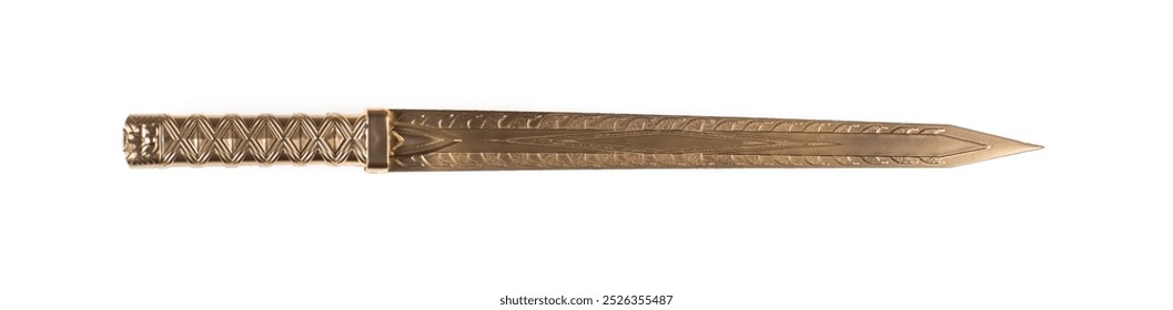 golden spartan sword isolated on white background