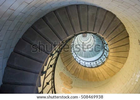 Golden spiral in a long stair