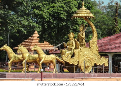 Golden Statue Of Krishna And Arjun At CG Shashwat Dham , Chitwan, Nepal By Manish Thapa.