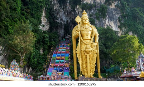 Golden Statue Lord Murugan Colorful Stairs Stock Photo (Edit Now ...