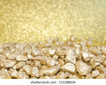 Golden Stones And Gold Abstract Background With Blurred