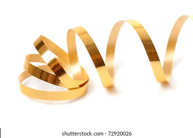 Golden Streamer Over White Background