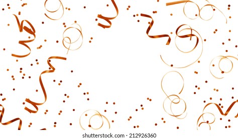 Golden Streamers And Confetti Background