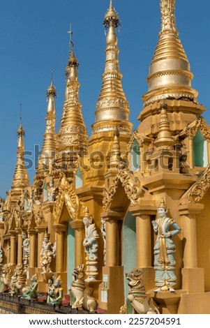 Golden stupas, Shwedagon Pagoda, Yangon, Myanmar, Burma