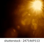 golden sunbeam sunlight beam sunshine sunset bright. Isolated yellow light rays animation. Shine or sun effect on black screen background. Glitter, shiny, bright, flare. orange sunrays, bokeh. 