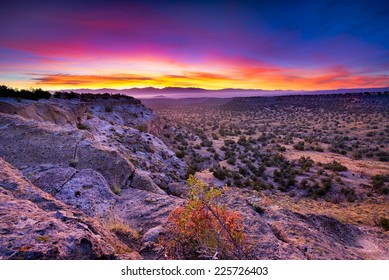 Golden sunrise over Bandelier National Monument, NM