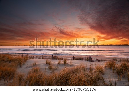 Golden sunrise over the beach at Pearl Sreet in Beach Haven, NJ on Long Beach Island