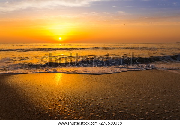 Golden Sunrise Sunset Over Sea Ocean Stock Photo 276630038 Shutterstock