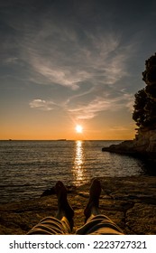 Golden Sunset At The Beach In Pula, Croatia