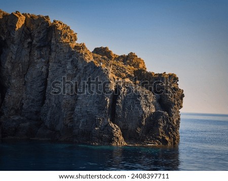 Golden Sunset Cliff Seaside Blue Sky 