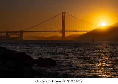 Golden sunset at the Golden Gate Bridge - Powered by Shutterstock