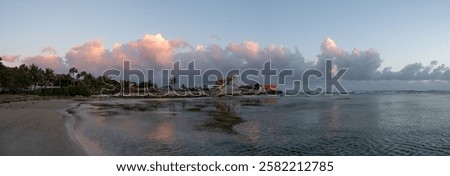 Image, Stock Photo Golden sunset hues over tranquil ocean waters
