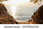 Golden Sunset On Beach At Lake Michigan Great Lakes in Holland Off The Shore Of Lake Macatawa At Saugatuck Dunes