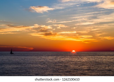 Golden Sunset Over The Lake Michigan, Oval Beach, Michigan, USA