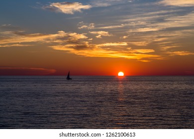 Golden Sunset Over The Lake Michigan, Oval Beach, Michigan, USA