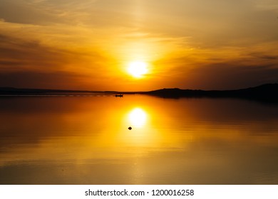 Golden Sunset Over Mosul Dam In Iraq