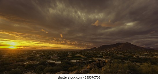 Golden Sunset Over North Scottsdale,Arizona.