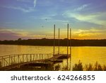 Golden sunset over the port at lake Thunderbird, Norman, Oklahoma