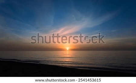 Similar – Image, Stock Photo Sunset sky of Oostende, western Belgium. The last rays illuminates clouds on red and pink colour. Breathtaking skyline