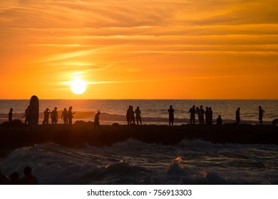 Golden Sunset At San Juan Beach, Philippines.