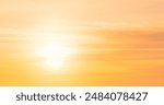 Golden sunset sky, Yellow Sun sky clouds in the Evening summer season golden hour well nature banner backgrounds 